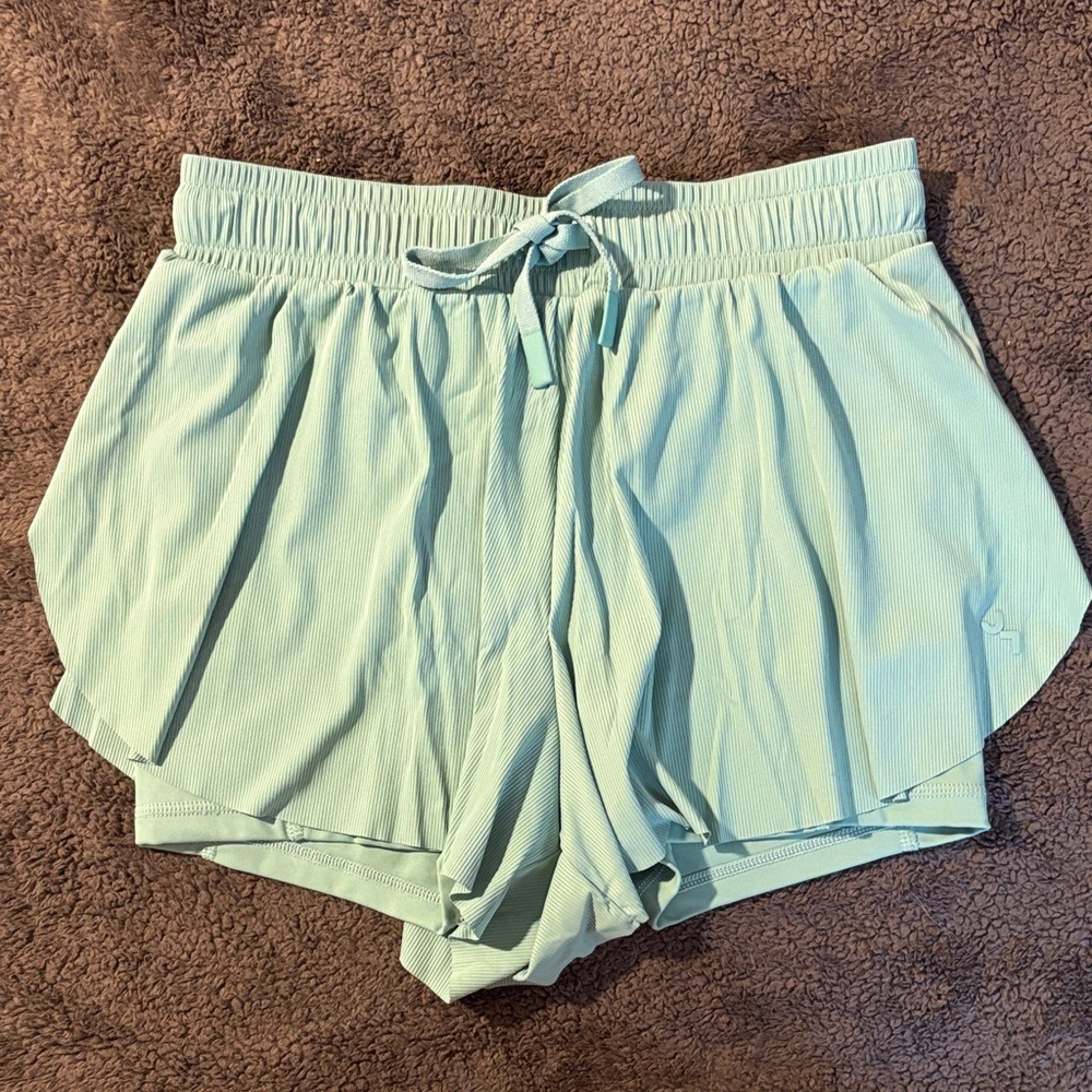 Light Mint Athletic Split-Hem Shorts